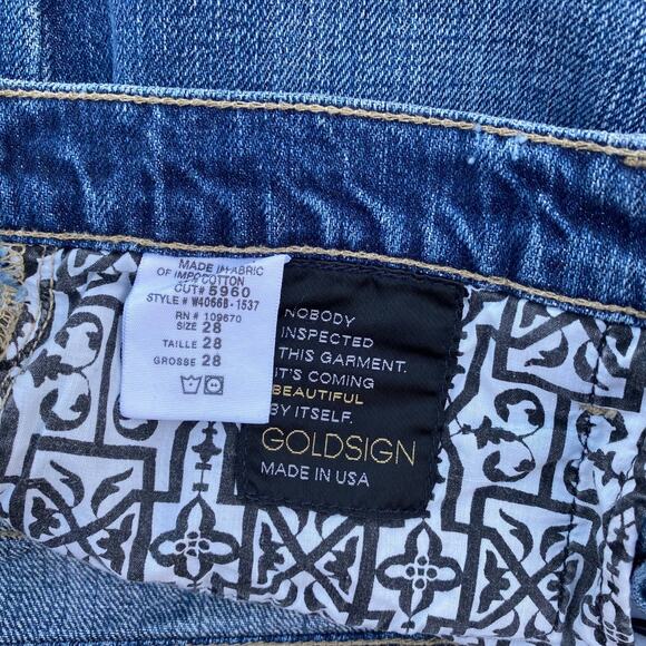 New Goldsign Sinner Women's Frayed Distressed Whiskered Denim Mini Skirt Size 28 - Picture 11 of 12